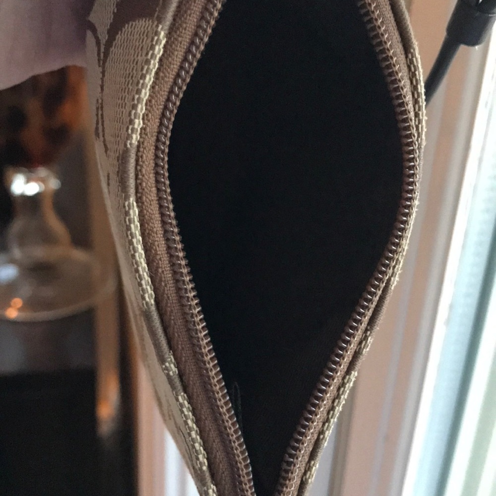 Coach Logo Tan Canvas & Leather Wristlet - Picture 8 of 8